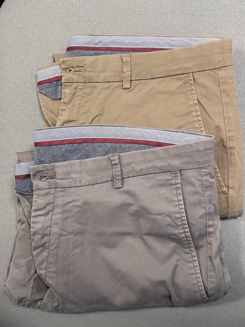 (2) 38x32 Joseph Abboud Khaki & Gray Flat-Front Chino Pants